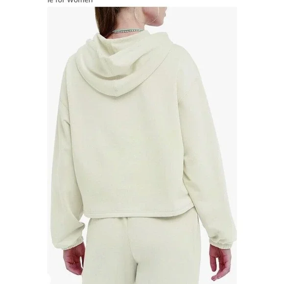 Champion Hoodie Sweatshirt Cropped Sz S Soft Touch Gym Minimalist White Casual‌ - Picture 2 of 11